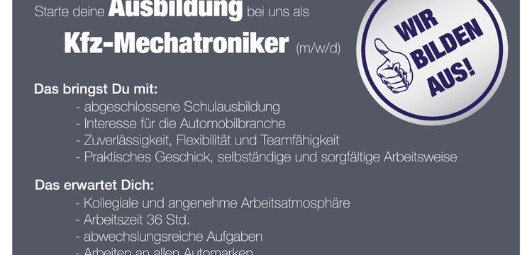 Auszubildende gesucht für September 2023